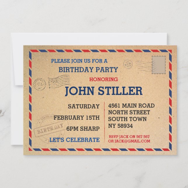Carte postale Anniversaire Poste Invitation Poste (Devant)