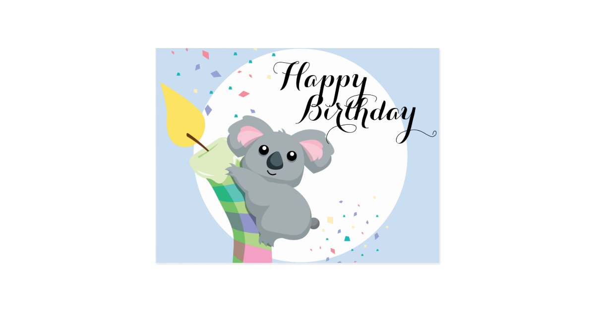 Carte Postale Anniversaire Potele Mignon D Illustration De Koala Zazzle Fr