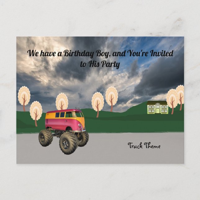 Carte Postale Anniversaire pour jeune garçon thème camion (Devant)