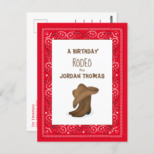 Carte Postale Anniversaire Red Bandana Cowboy Cute Casquette et 
