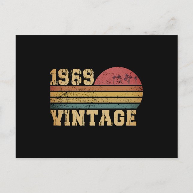 Carte Postale Anniversaire Rétro Vintage Coucher de soleil 1969 (Devant)