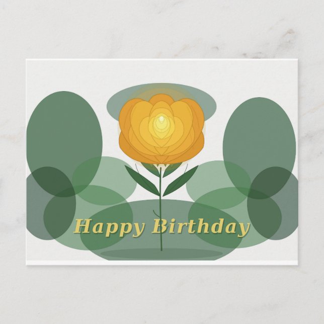 Carte Postale Anniversaire rose dorée (Devant)