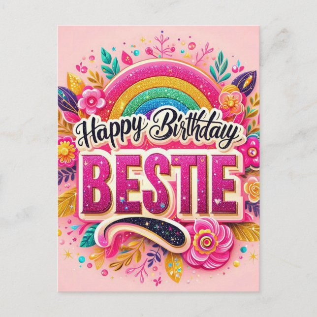 Carte postale Anniversaire rose pour les meilleurs (Devant)