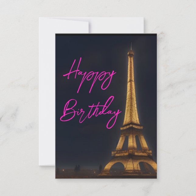 Carte postale Anniversaire Rose Tour Eiffel (Devant)