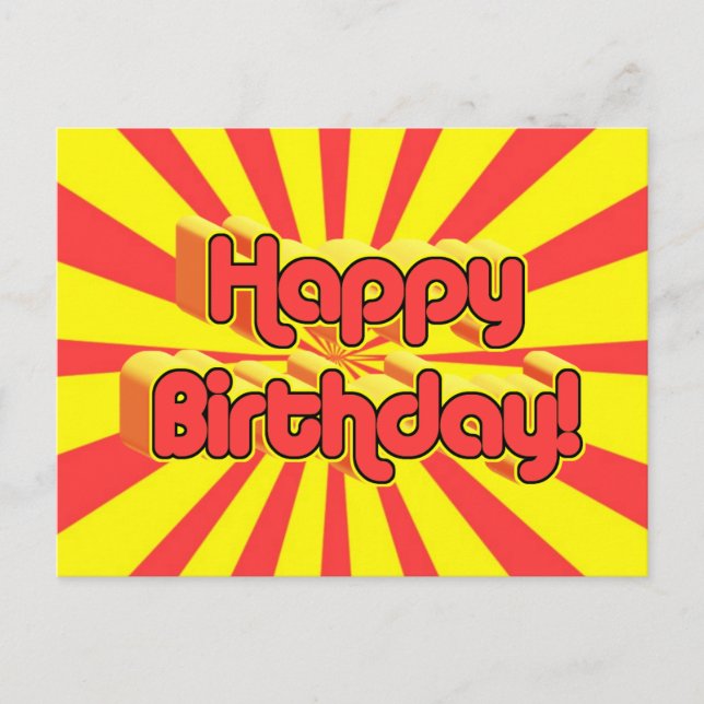 Carte Postale Anniversaire Salutation style rétro (Devant)