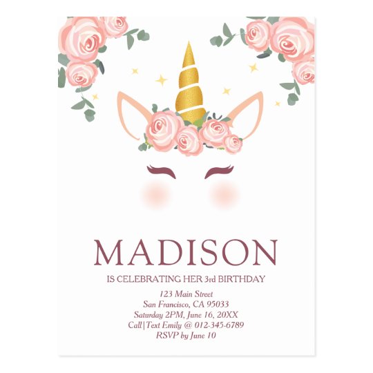 Carte Postale Anniversaire Scintillant De Licorne D Etoiles Et Zazzle Fr