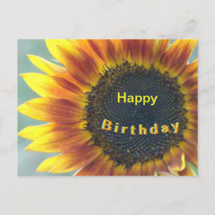 Carte postale anniversaire tournesol jaune orange