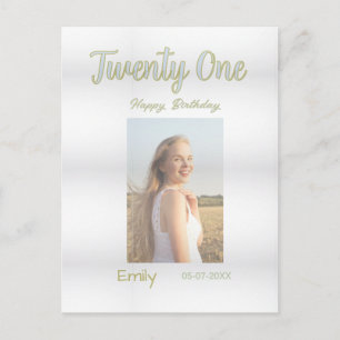 Carte Postale anniversaire vingt et un ans photo ombre fille gri