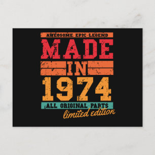 Carte Postale Anniversaire Vintage de 1974