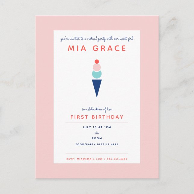 Carte Postale Anniversaire Virtuel de Enfants Glace Moderne Fête (Devant)