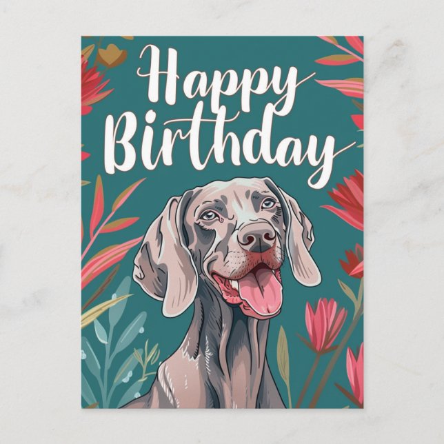Carte Postale Anniversaire Weimaraner (Devant)