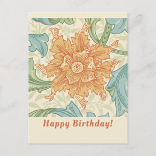 Carte Postale Anniversaire William Morris papier peint floral CC