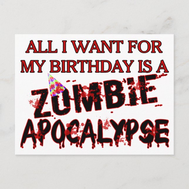 Carte Postale Anniversaire Zombie Apocalypse (Devant)