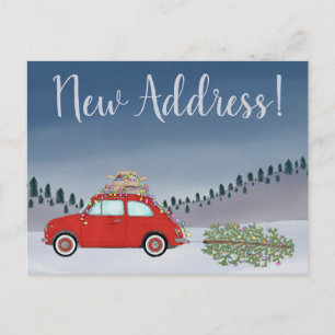 Carte Postale Annonce adresse Sapin de Noël Fiat 500
