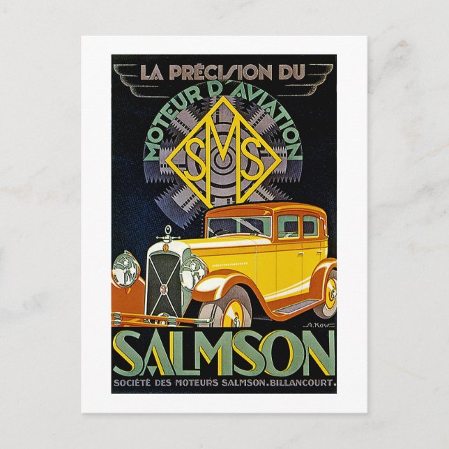 Carte Postale Annonce automobile vintage Salmson (Devant)