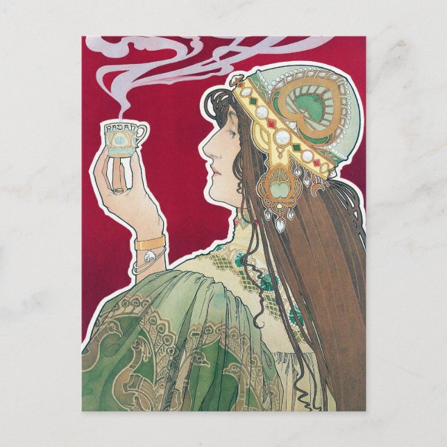 Carte Postale Annonce café Rajah Art Nouveau vintage (Devant)
