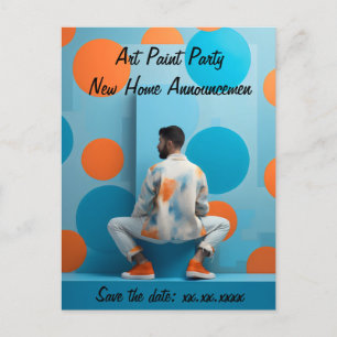 Carte Postale Annonce d'adresse de fête de peinture DIY à domici