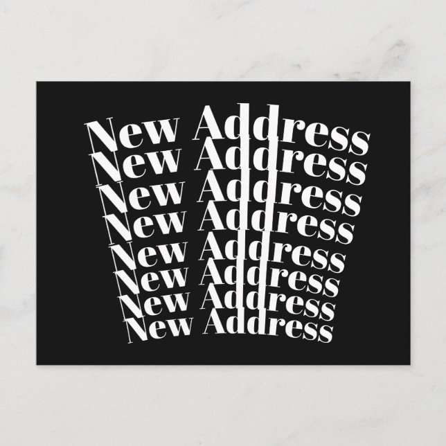 Carte Postale Annonce d'adresse moderne noir et blanc (Devant)