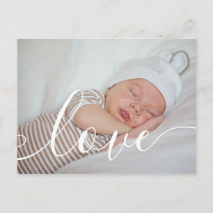 Carte Postale Annonce d'amour de votre photo de bébé en écriture
