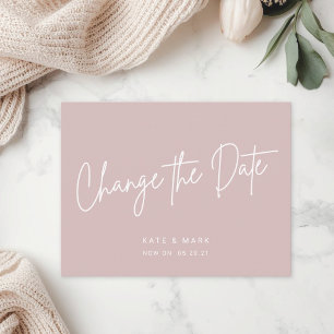 Carte Postale Annonce de changement de date rose moderne