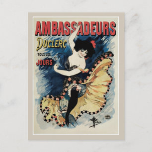 Carte Postale Annonce de danse vintage Art nouveau French cancan
