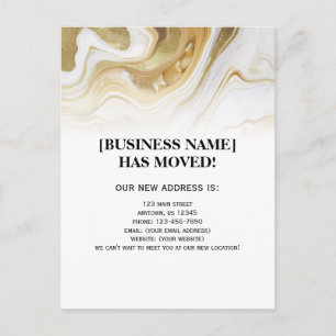 Carte Postale Annonce de déménagement de Gold Marble Business