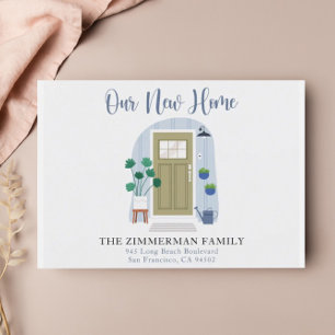 Carte Postale Annonce de déménagement de porte aquarelle de notr