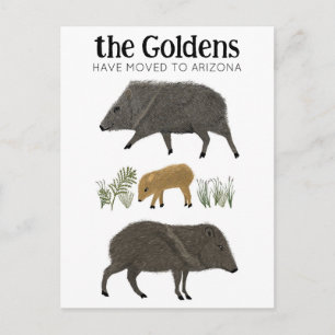 Carte Postale ANNONCE DE DÉMÉNAGEMENT Famille Javelina Désert Ar
