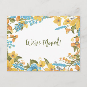 Carte Postale Annonce de déménagement Fleurs Jaunes Nous Avons D