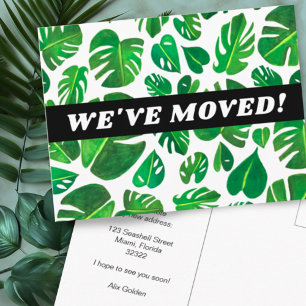 Carte Postale ANNONCE DE DÉMÉNAGEMENT Monstera Botanique Aquarel