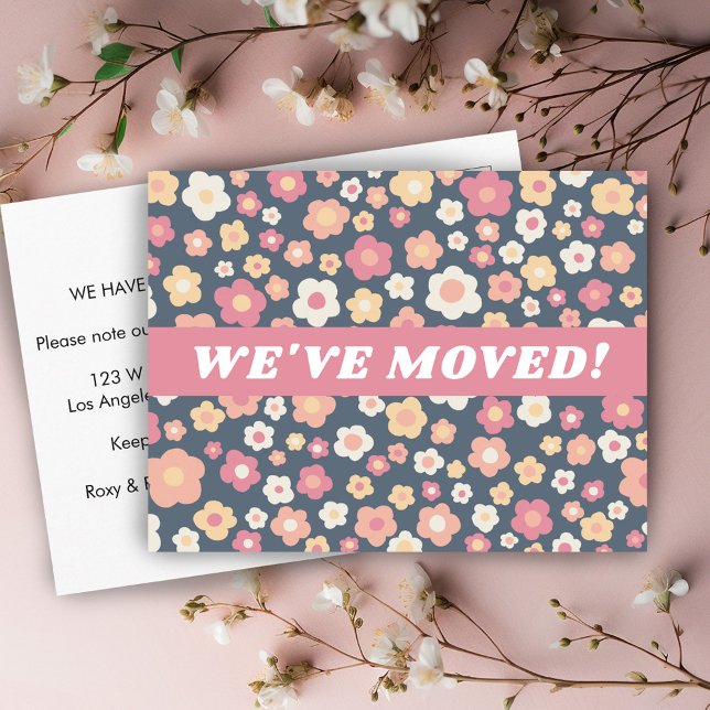 Carte Postale ANNONCE DE DÉMÉNAGEMENT Motif Fleurs de Marguerite (MOVING ANNOUNCEMENT Floral Daisies Pattern CUSTOM Postcard
)