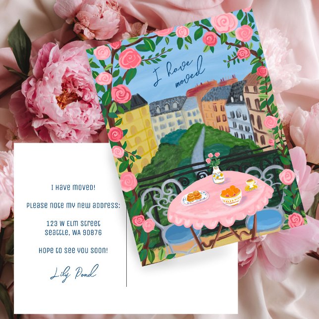 Carte Postale ANNONCE DE DÉMÉNAGEMENT Nouvelle adresse Détail du (MOVING ANNOUNCEMENT New Home Address Balcony View New Apartment New House Address Change Postcard
)