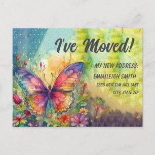 Carte Postale Annonce de déménagement Papillon Coloré