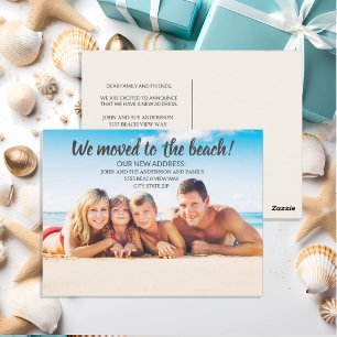 Carte Postale Annonce de déménagement Photo de famille Plage