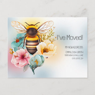 Carte Postale Annonce de déménagement Printemps Aquarelle Floral