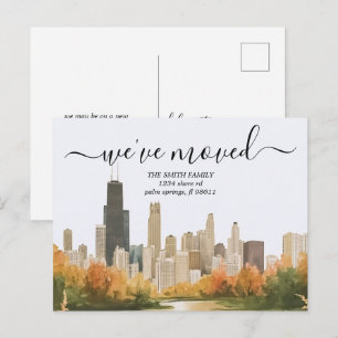 Carte Postale Annonce de déménagement sur la skyline de Chicago
