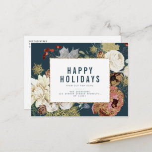 Carte Postale annonce de déménagement vacances florales d'hiver