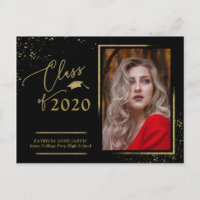 Annonce de diplômé en écriture chic Festive Gold G