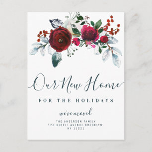 Carte Postale annonce de fleurs de noël pour nouvelle maison