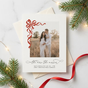 Carte Postale Annonce de grossesse au Noël avec un ruban rouge m