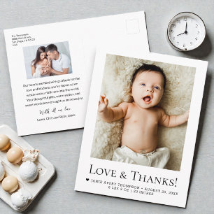 Carte Postale Annonce de naissance avec amour et remerciements p