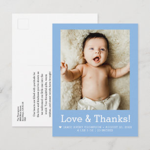 Carte Postale Annonce de naissance bébé photo Amour et Merci Ble