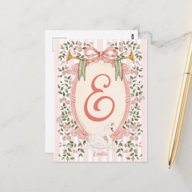 Carte Postale Annonce de naissance - La Princesse au Swan (Devant/Arrière en situation)