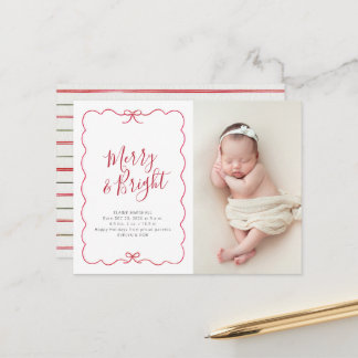Carte Postale Annonce de naissance rouge charmante pour les fête