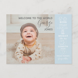 Carte Postale annonce de photographe bébé bienvenue au monde nou