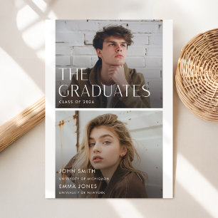 Carte Postale Annonce de remise de diplôme avec double photo en 