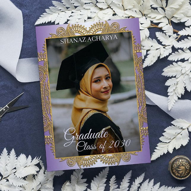 Carte Postale Annonce de remise de diplôme avec mandala doré sur (Créateur téléchargé)