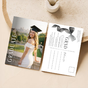 Carte Postale Annonce de remise de diplôme avec nœud noir et bla