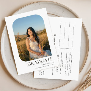 Carte Postale Annonce de remise de diplôme élégante avec photo