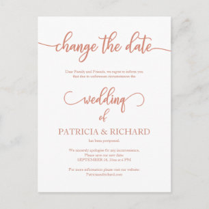 Carte Postale Annonce de report de date de mariage Rose Gold